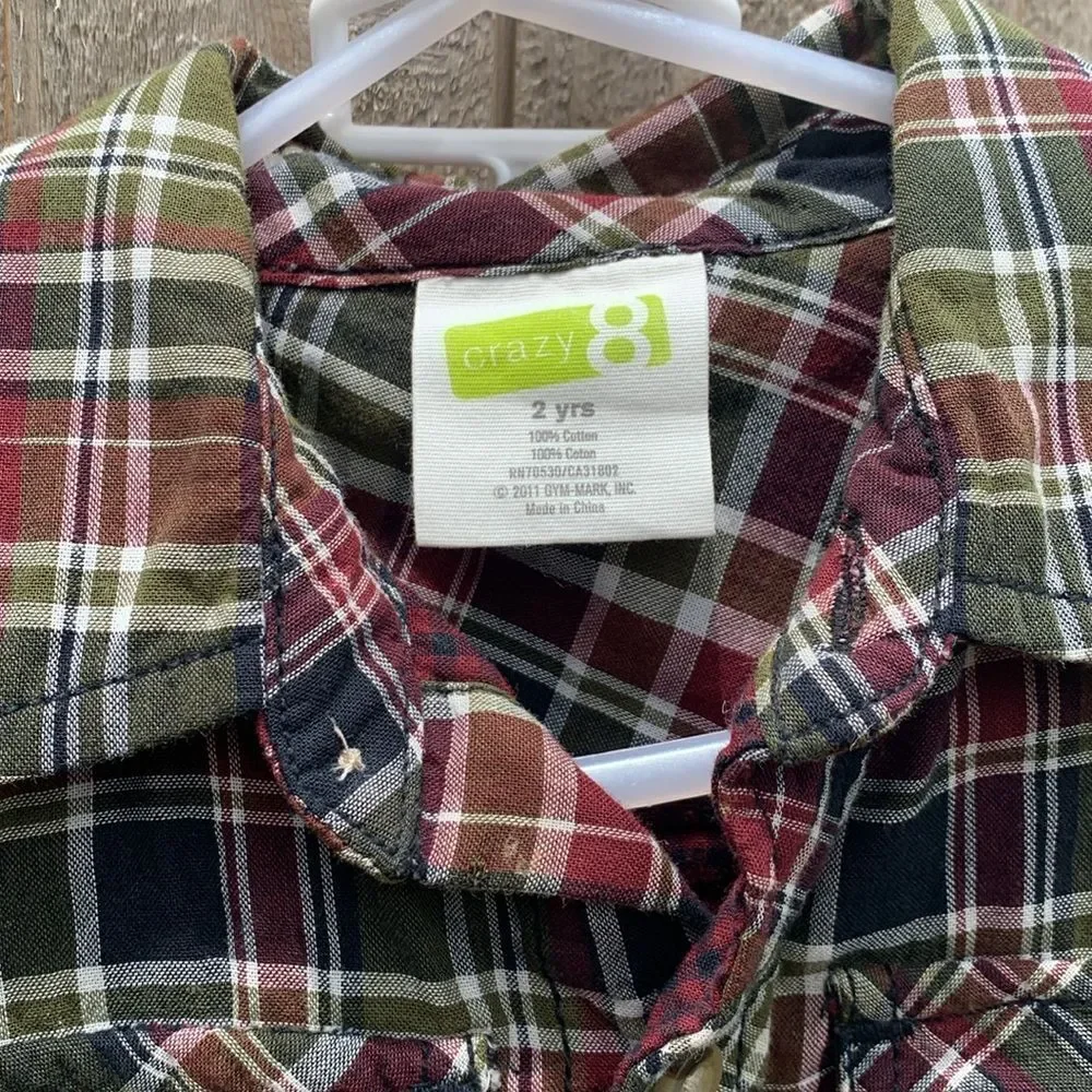 Take 50% OFF- Crazy 8 Blue Plaid and Blue Shorts Boys 2pcs, Size-2